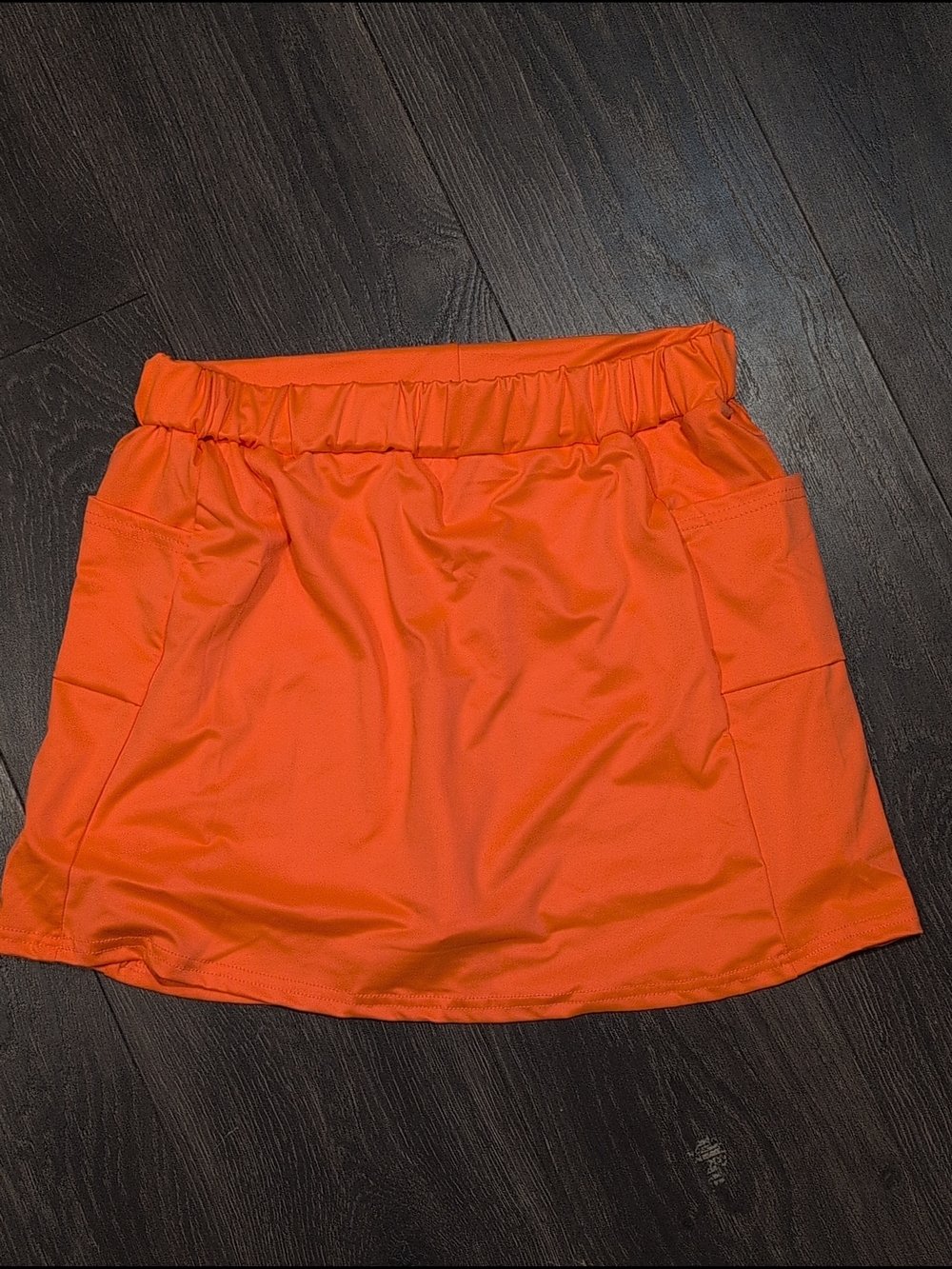 Women's Orange High Waisted Elastic Band Skort w/Side Pockets Size L  NWOT